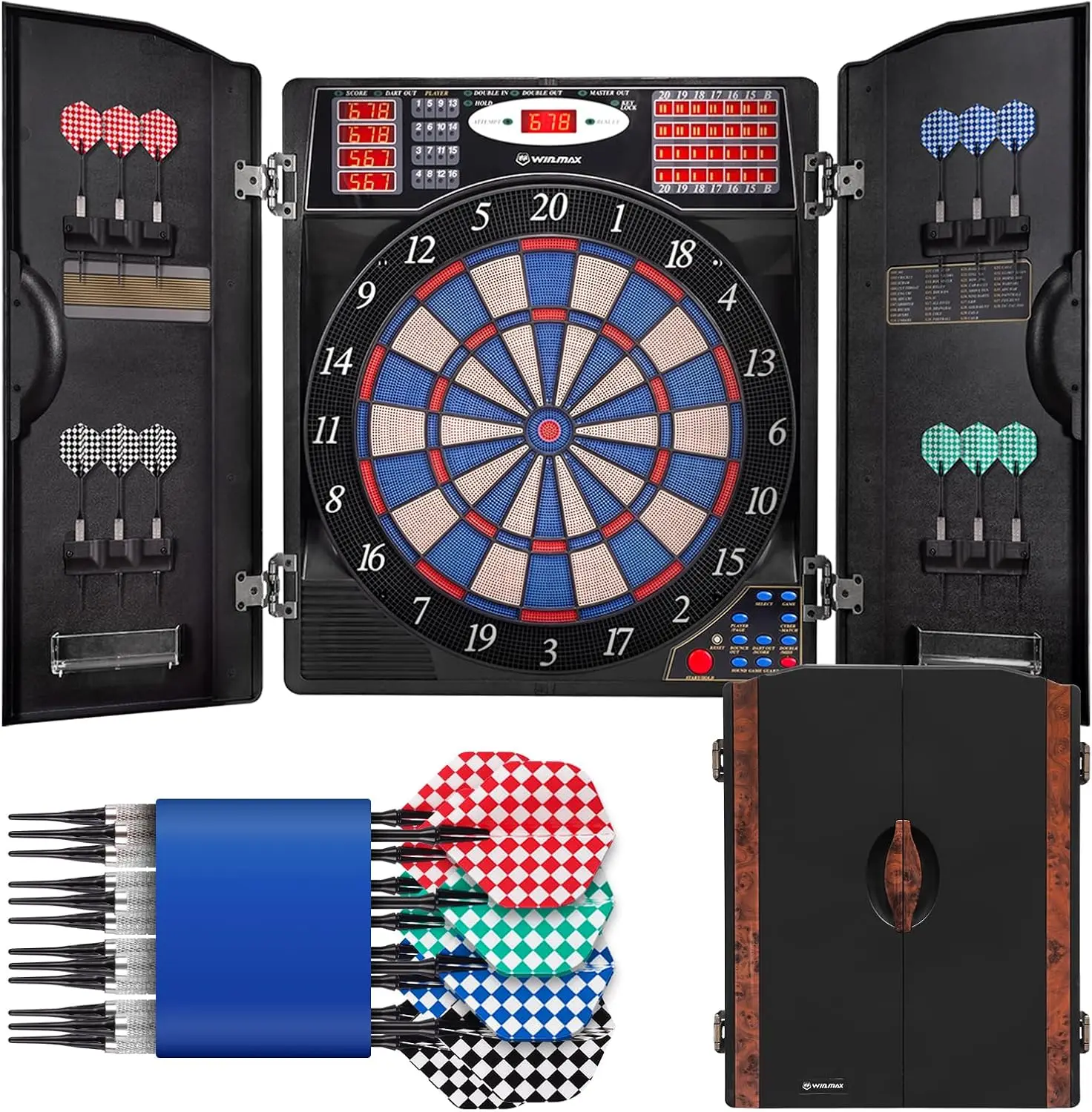 大人用電子ダーツボードキャビネットセット、ブラック |    - Electronic Dartboard Cabinet のレビューと価格