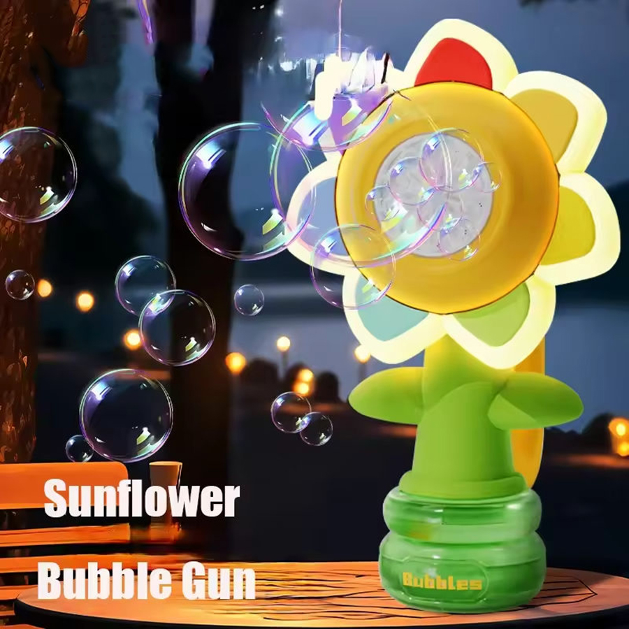 かわいい自動バブルマシンおもちゃ 7 色ひまわりシェイクヘッ - Bubble Gum Machine のレビューと価格